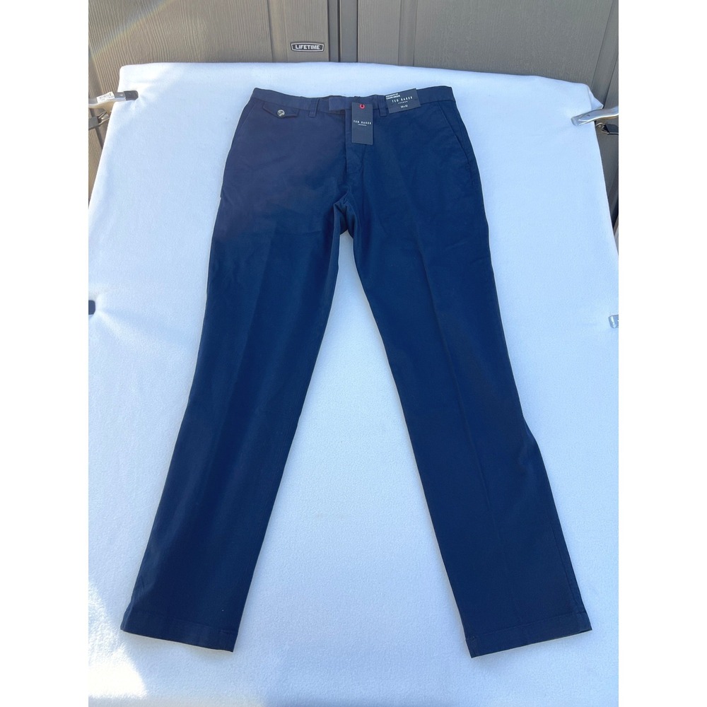 Ted Baker London Men Navy Blue Straight Fit Chinos Trousers Pants 34W 32L